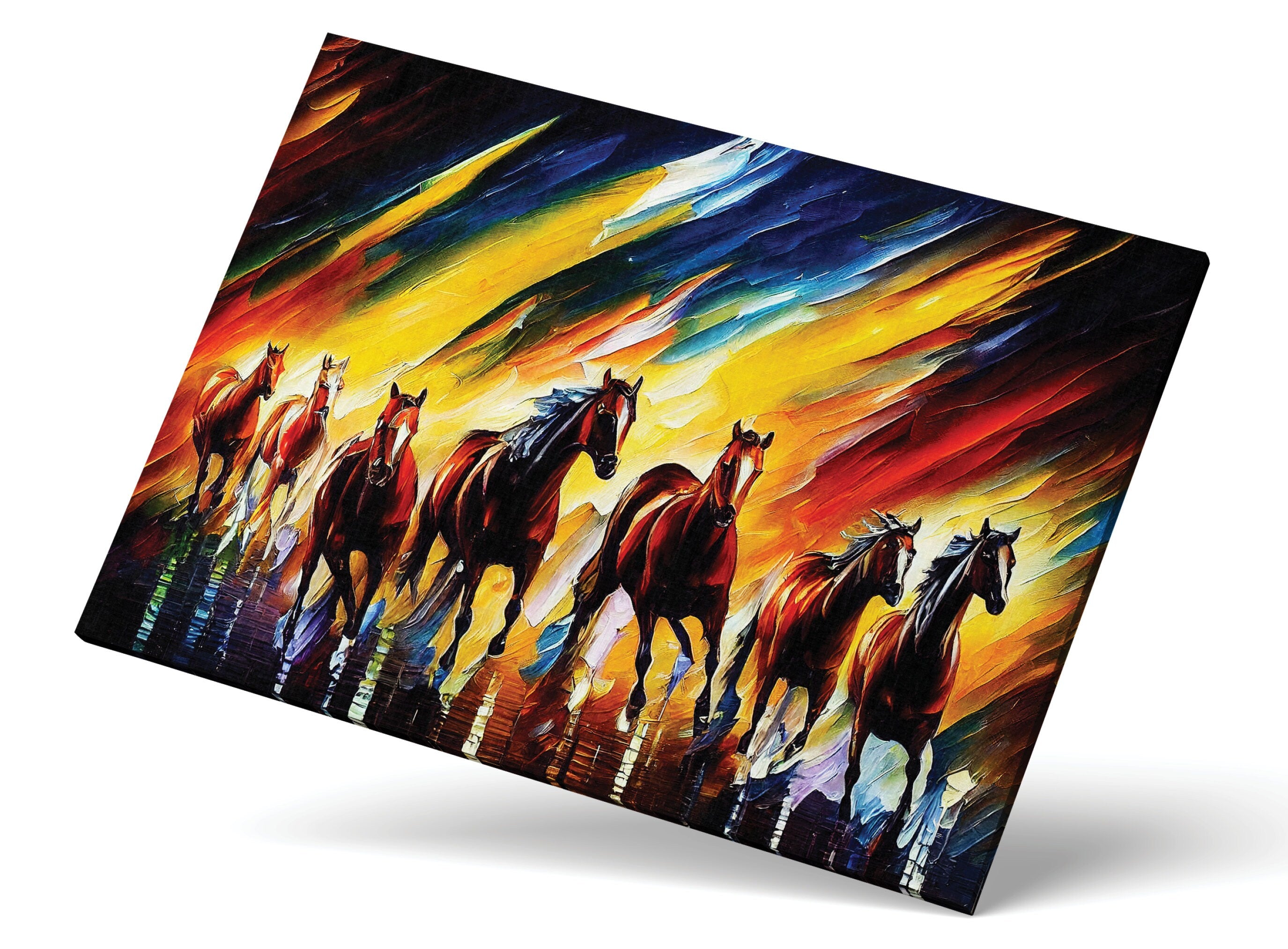 Wild Horses Canvas Print – Vibrant Horse Painting on Artist Grade Canvas