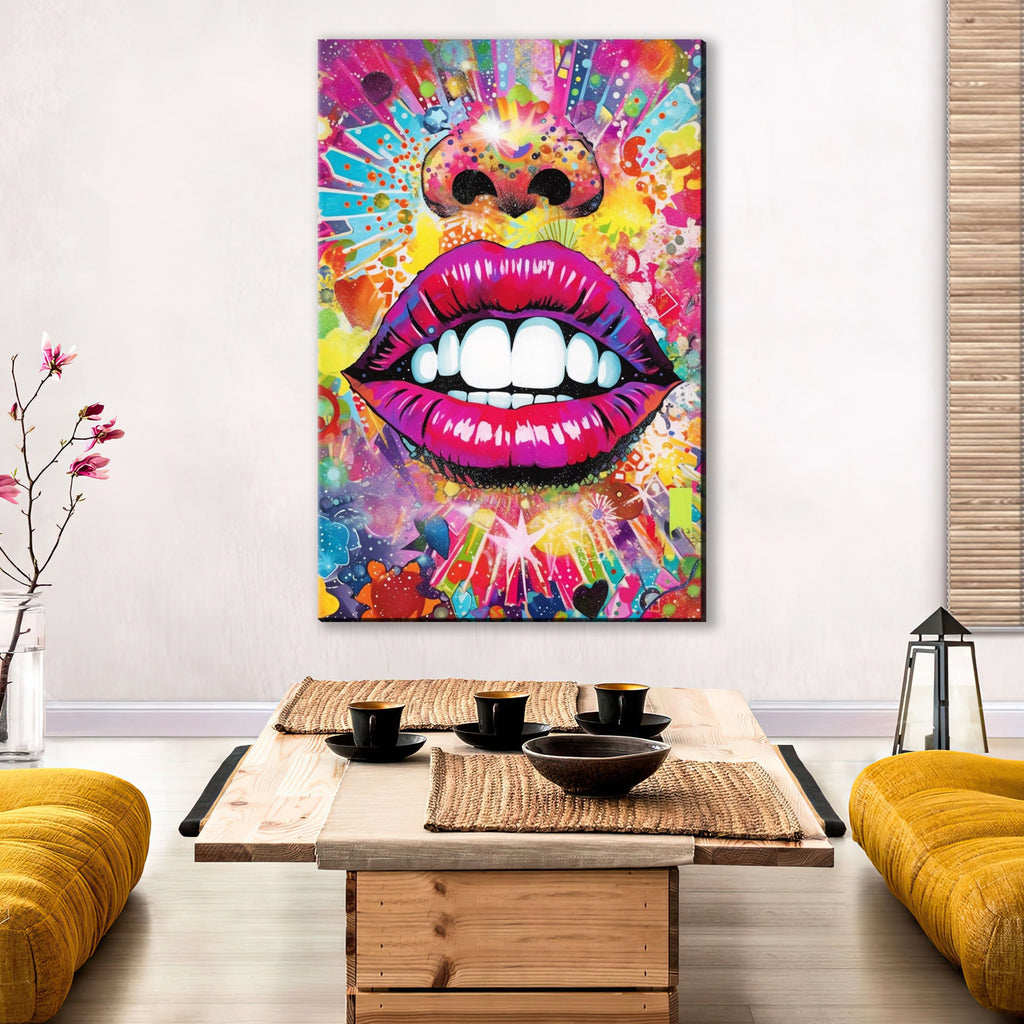 Woman Lips Wall Art - Luscious Lips Decor on Large Canvas Print, Gallery Ready