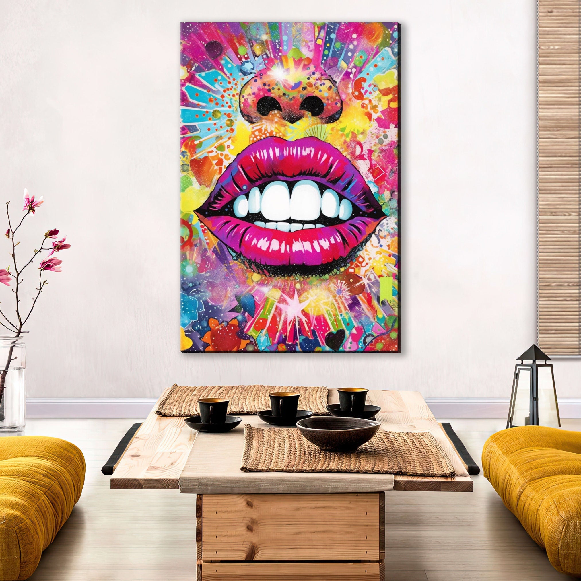 Woman Lips Wall Art - Luscious Lips Decor on Large Canvas Print, Gallery Ready