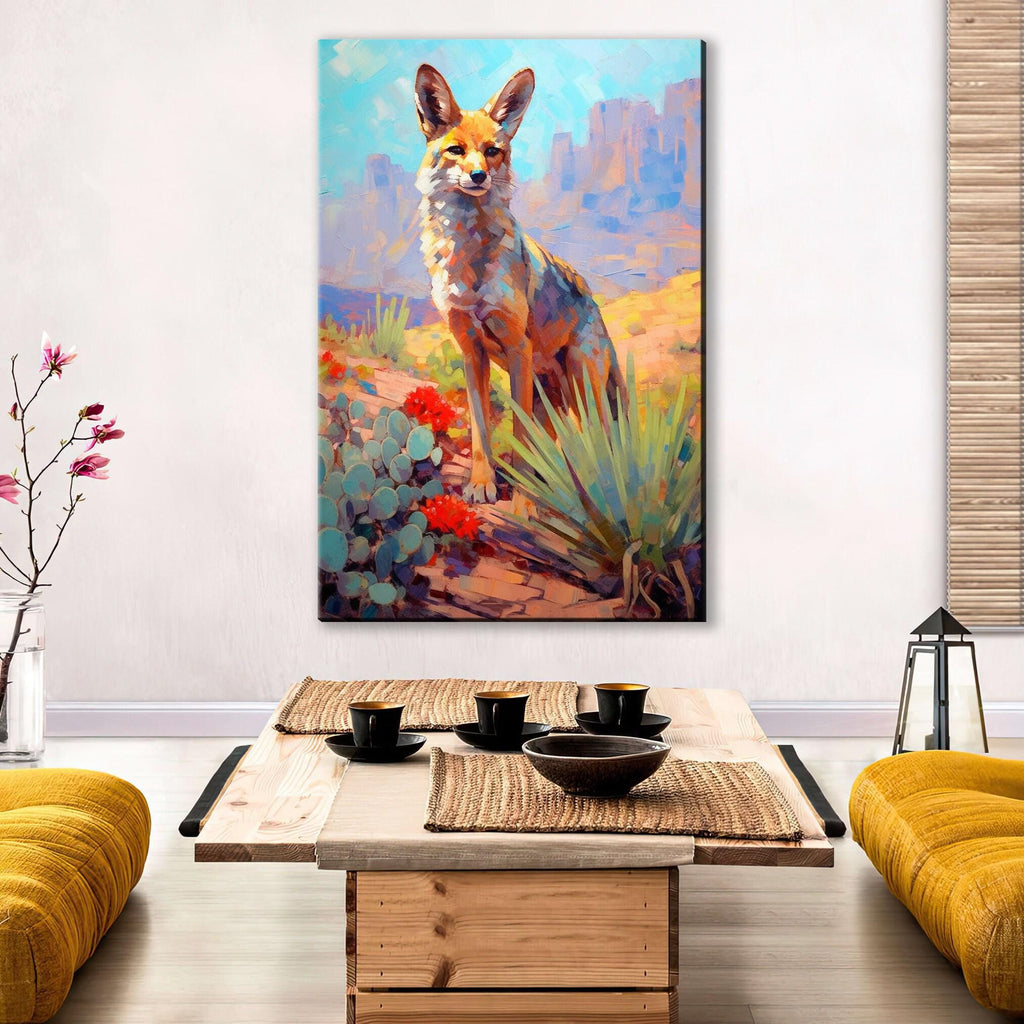 Desert Fox Canvas – Large Southwest Wildlife Art | Rustic Nature-Inspired Wall Decor