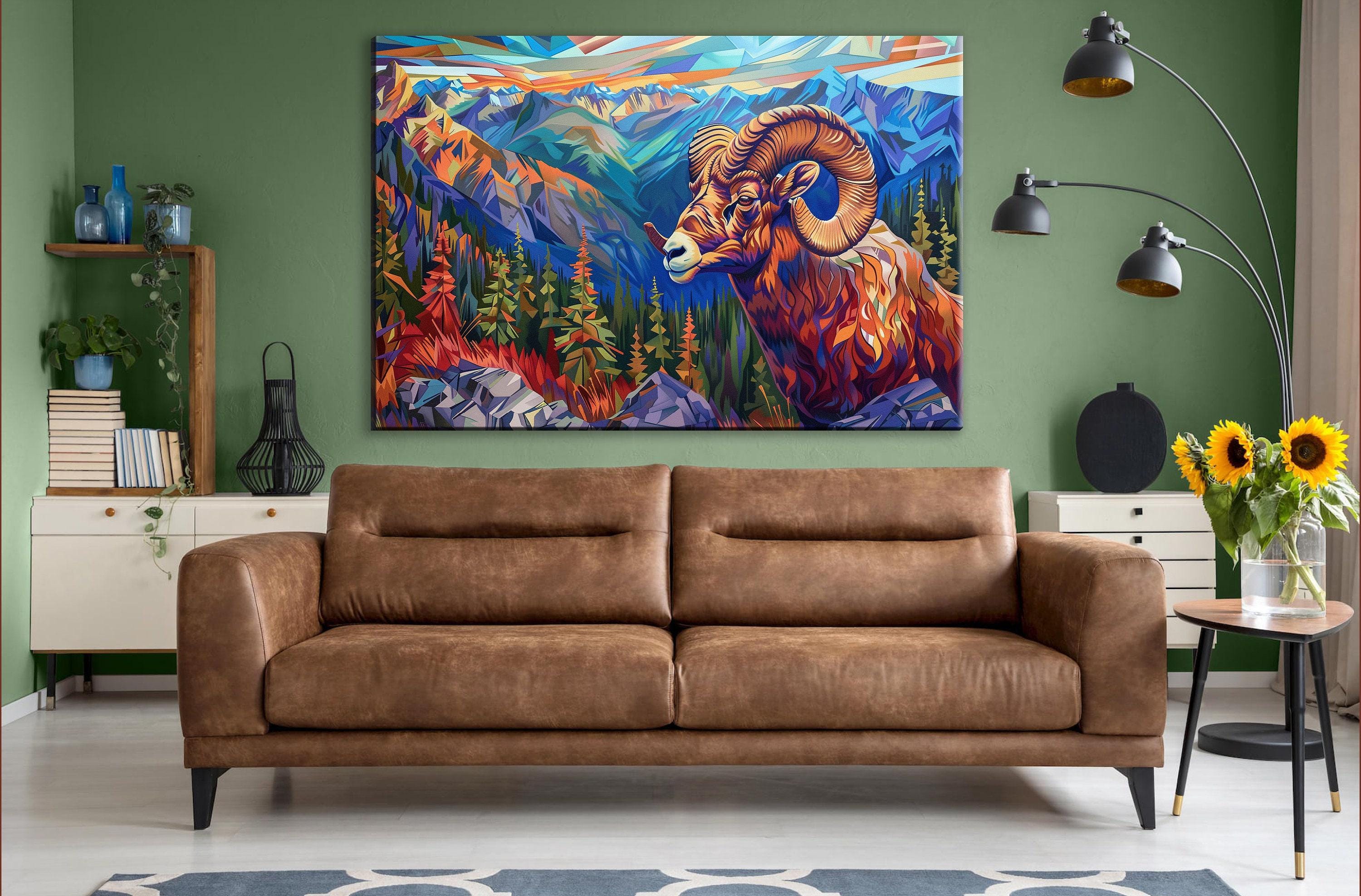 Bighorn Sheep Canvas | Vibrant Wildlife Art Print - Gallery Wrapped, Ready to Hang