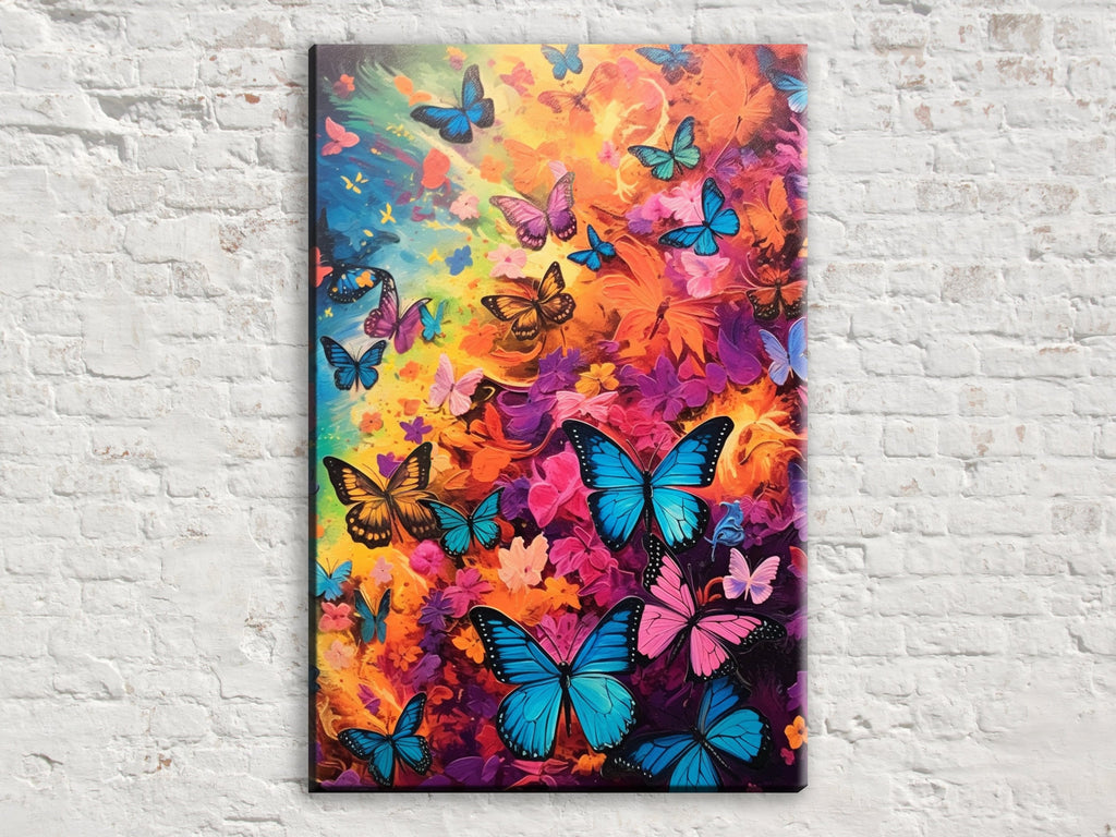 Butterflies Canvas Art - Large Colorful Nature Print | High Quality Wood Frame Canvas
