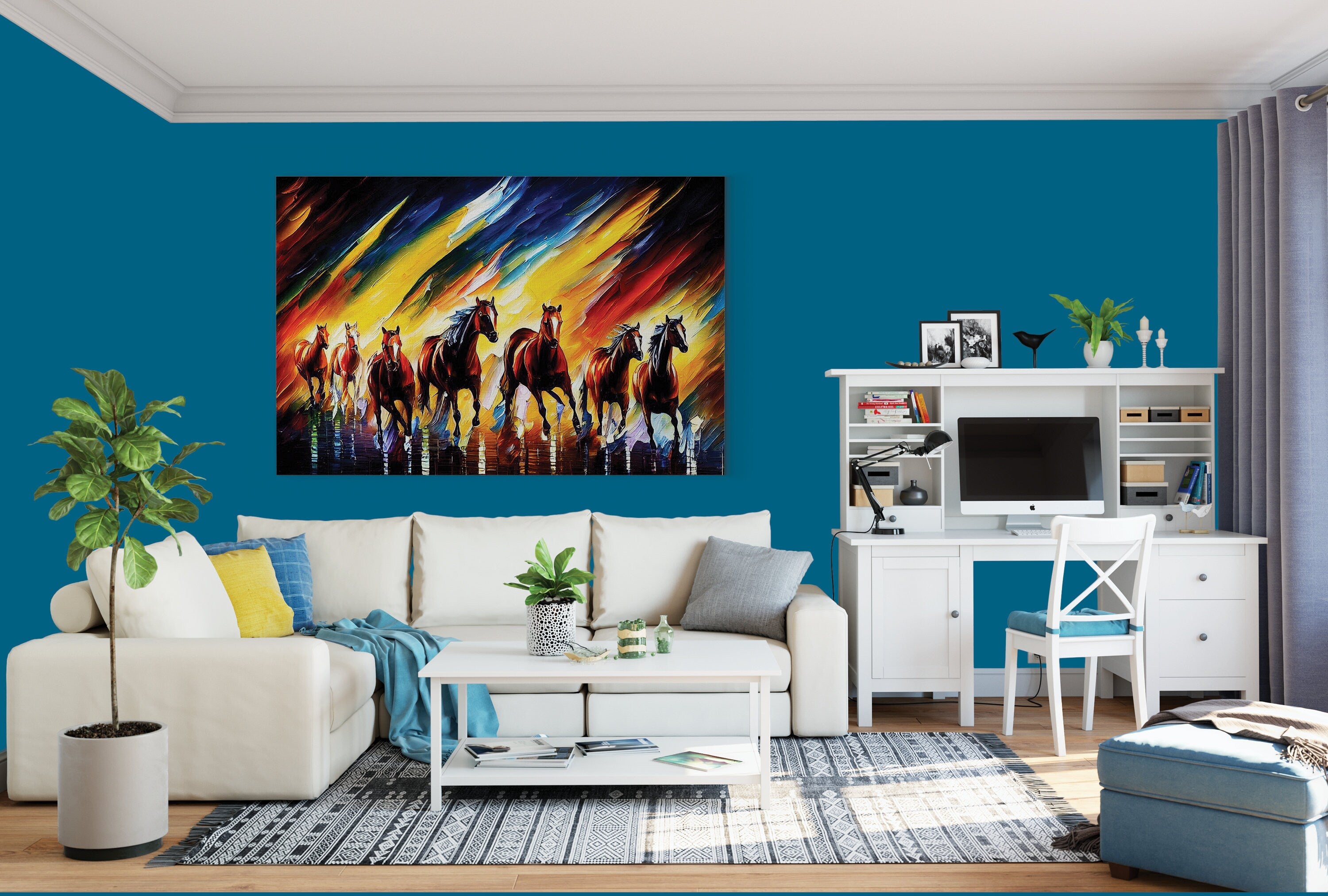 Wild Horses Canvas Print – Vibrant Horse Painting on Artist Grade Canvas