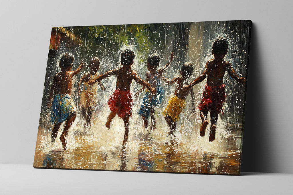 African Children Wall Art - Extra Large Framed Gallery Wrapped Canvas Print
