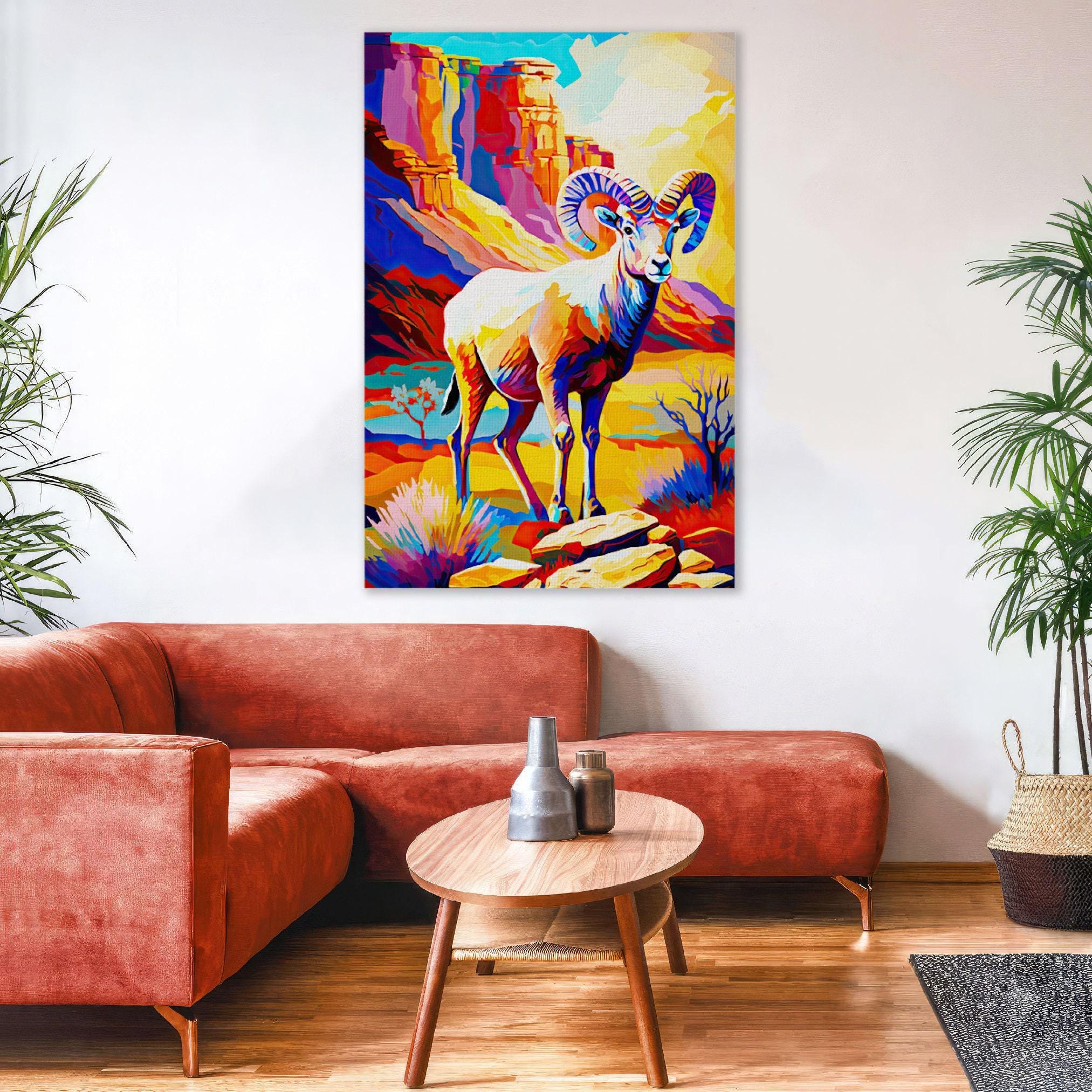 Bighorn Sheep Canvas - Desert Wildlife Art | Southwest Wall Art, Gallery Ready Print