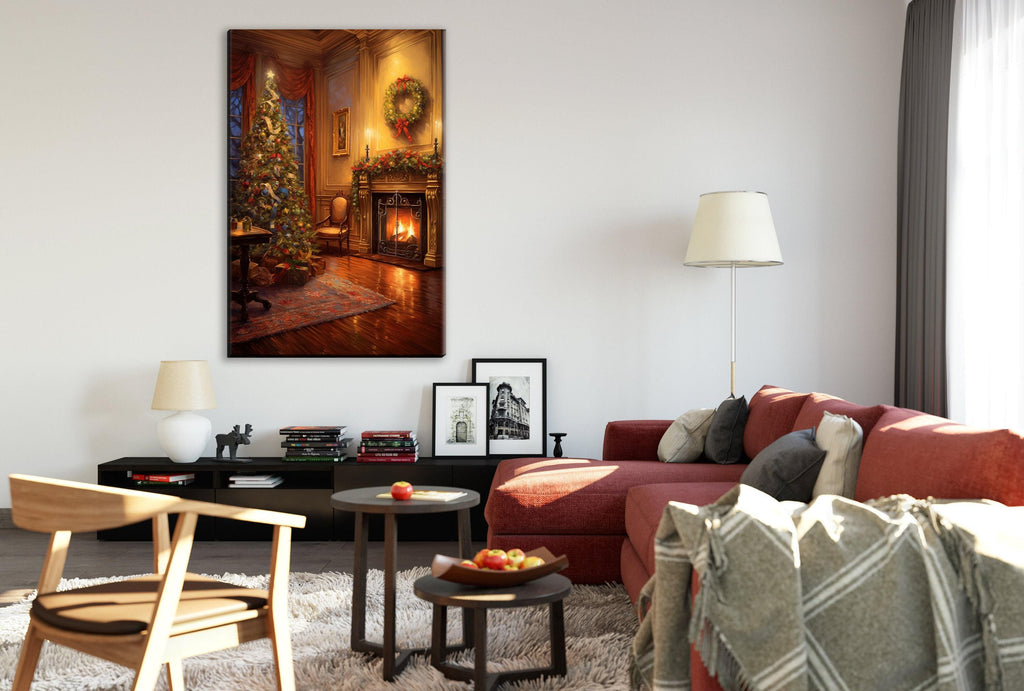 Christmas Canvas Art – Vintage Christmas Print on Gallery Wrapped Canvas, Extra Large Sizes