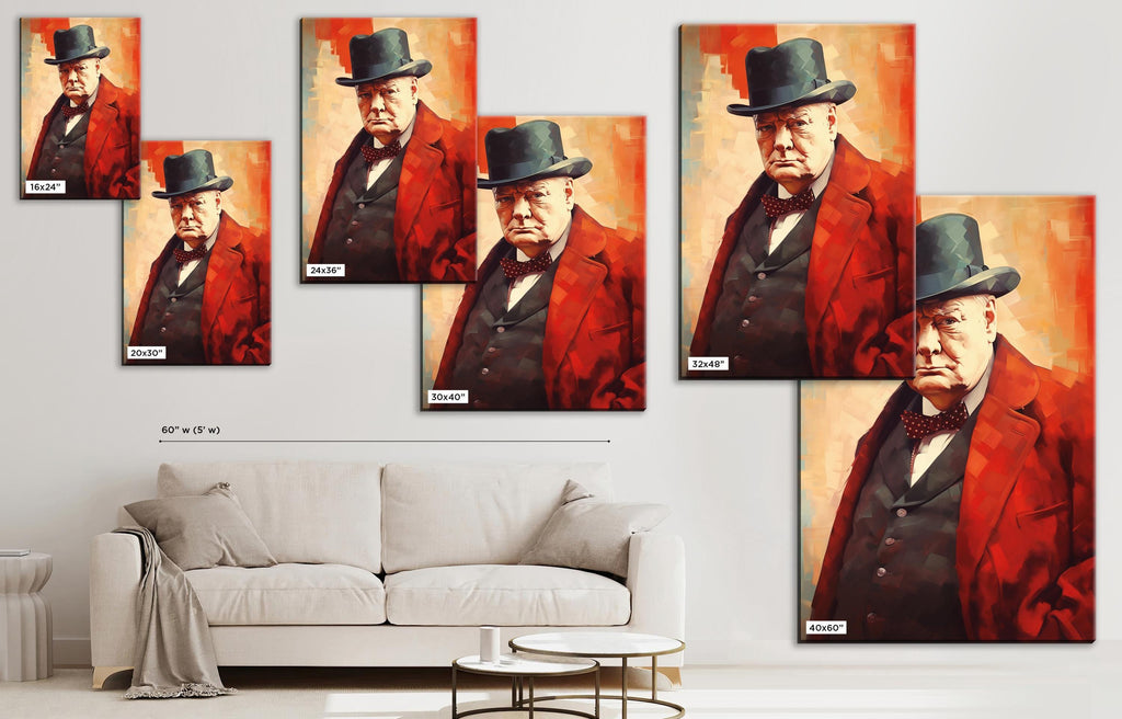 Winston Churchill Art - Extra Large Gallery Wrapped Canvas With Wooden Frame