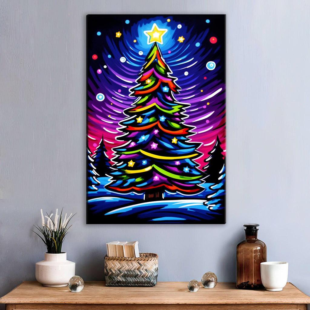 Christmas Tree Canvas Art - Elegant Holiday Wall Decor | Gallery Wrapped Canvas Print