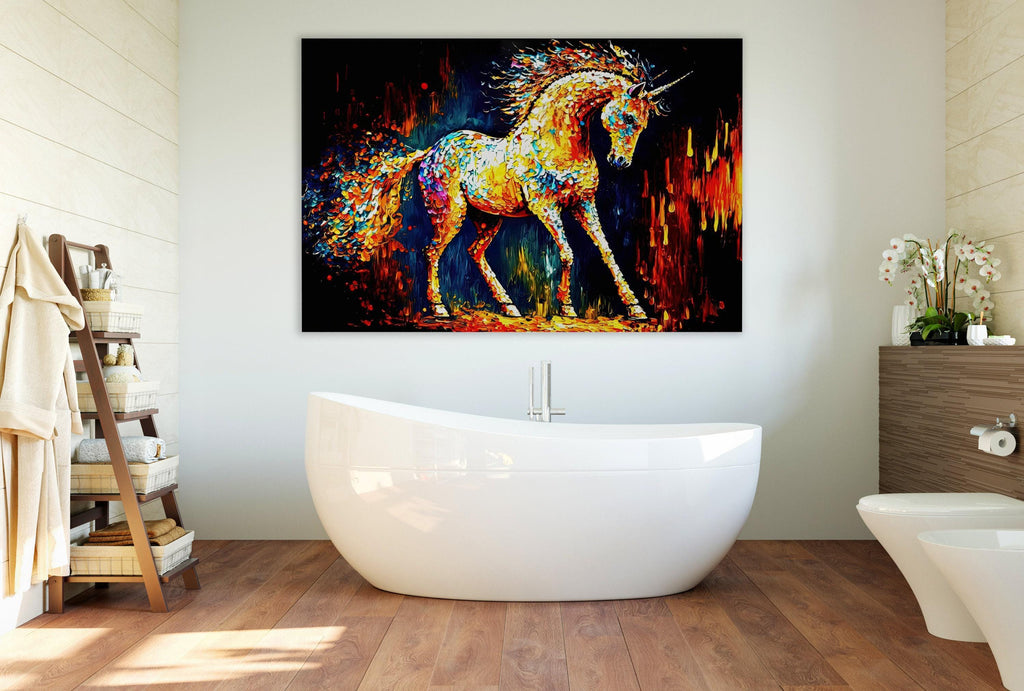 Unicorn Canvas Print - Colorful Nursery Room Art | Vibrant Giclee Print