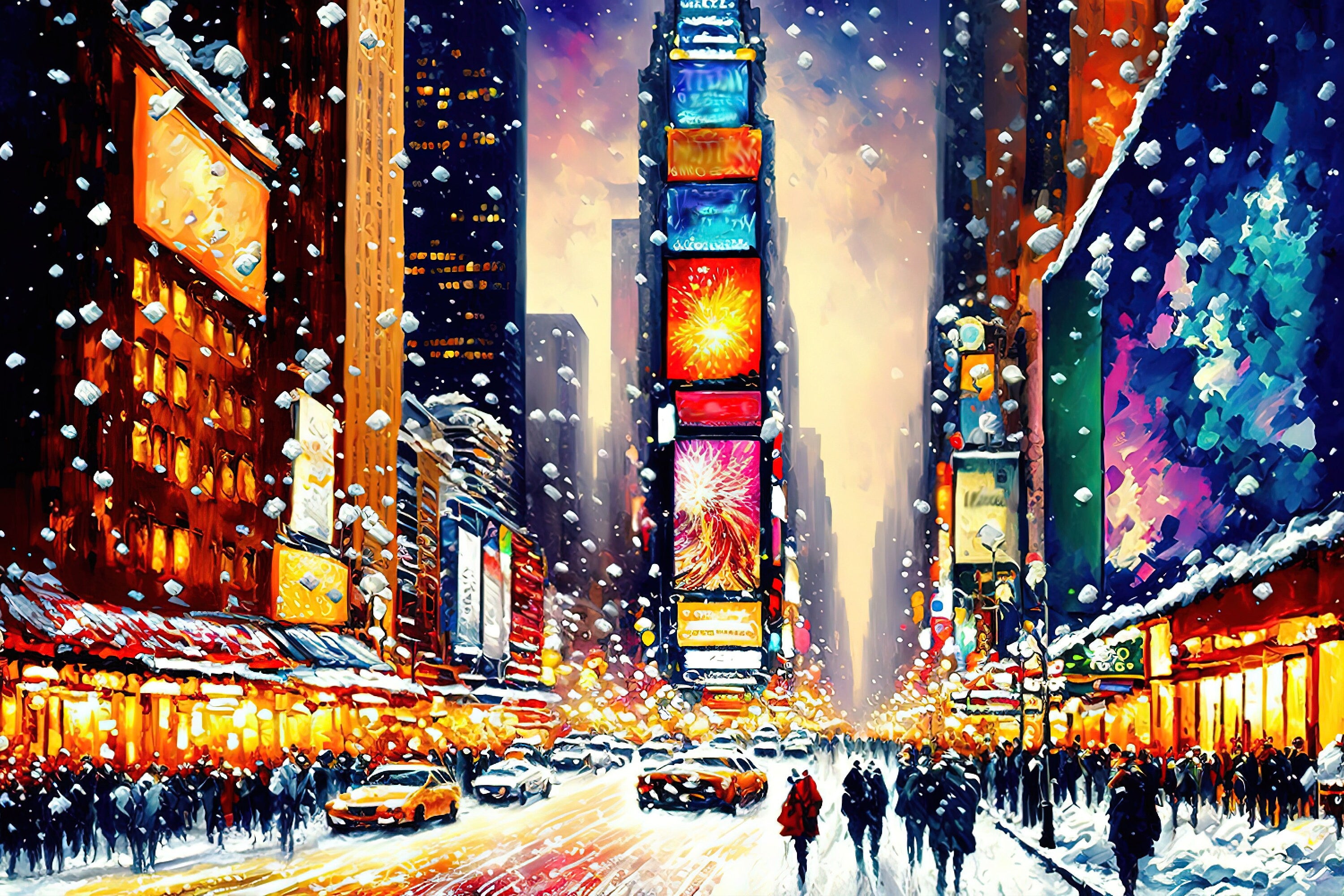 Times Square Canvas Print – Vibrant NYC Winter Scene on Gallery Ready Canvas