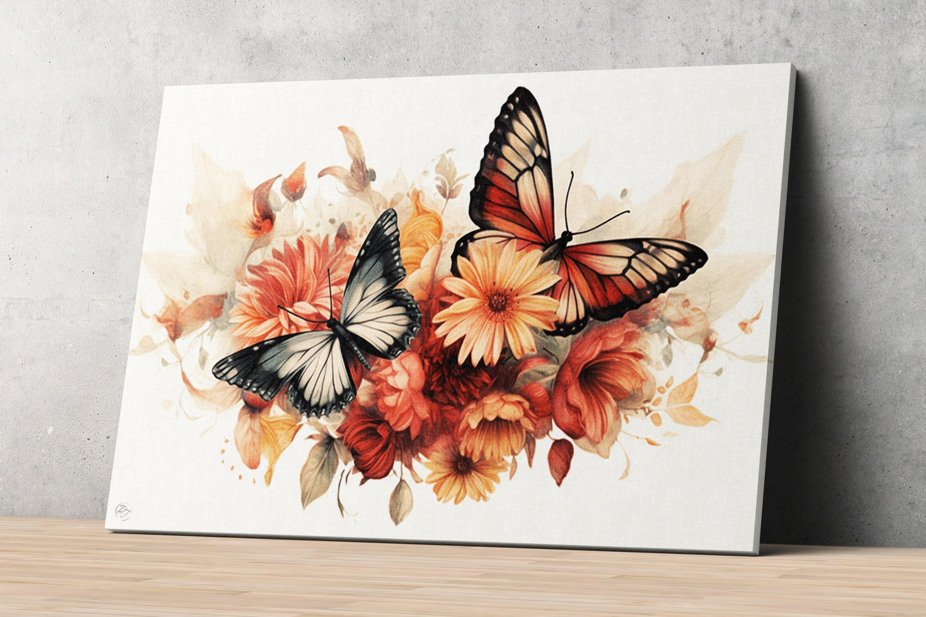 Vibrant Butterfly: Watercolor Wall Art Print, Giclee Print on Canvas, Artist Paper, Watercolor Paper, Available in Extra Large Sizes