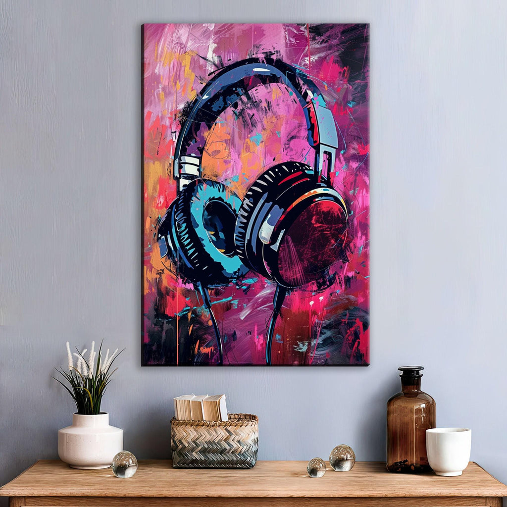 Headphones Wall Art – Modern Music Decor | Vibrant Canvas Wall Art Print