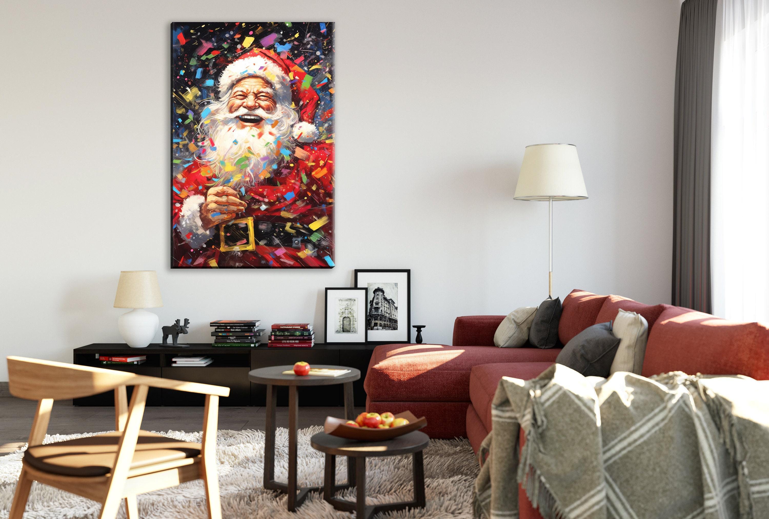 Santa Claus Wall Art - Large Christmas Canvas Print | Festive Holiday Decor