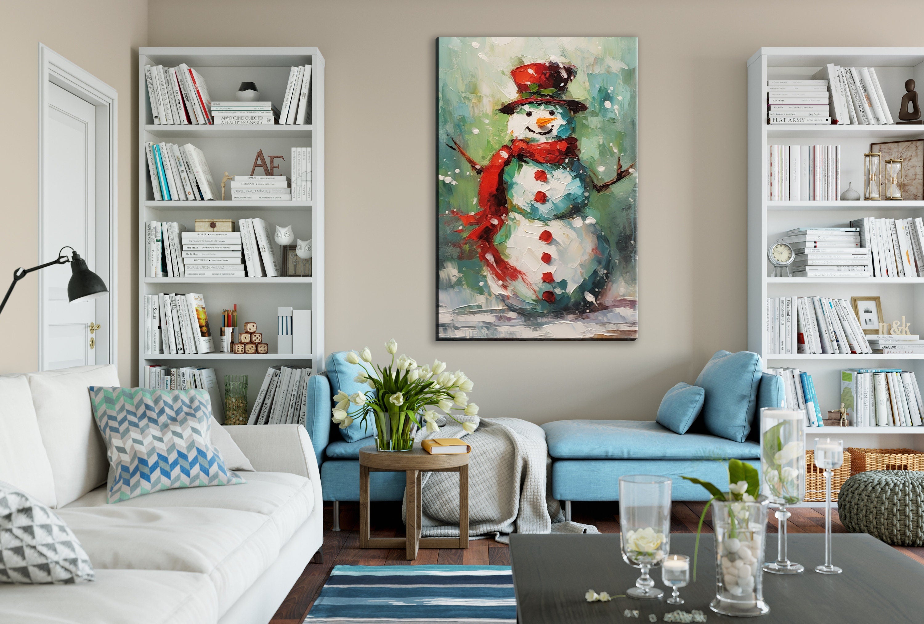 Christmas Wall Art – Frosty the Snowman Canvas Print | Vibrant Holiday Colors & Easy to Hang