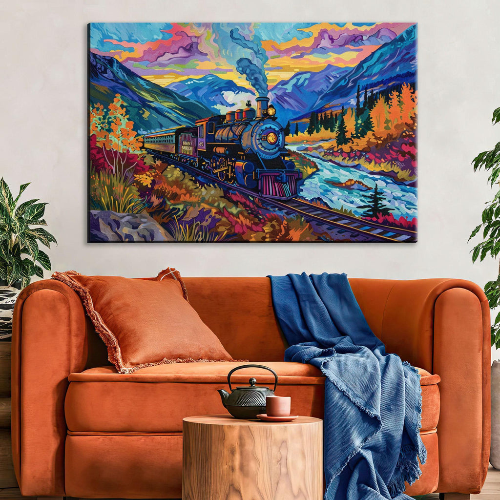 Vintage Locomotive Wall Art - Steam Train Artwork on Gallery Wrapped Canvas, Ready to Hang