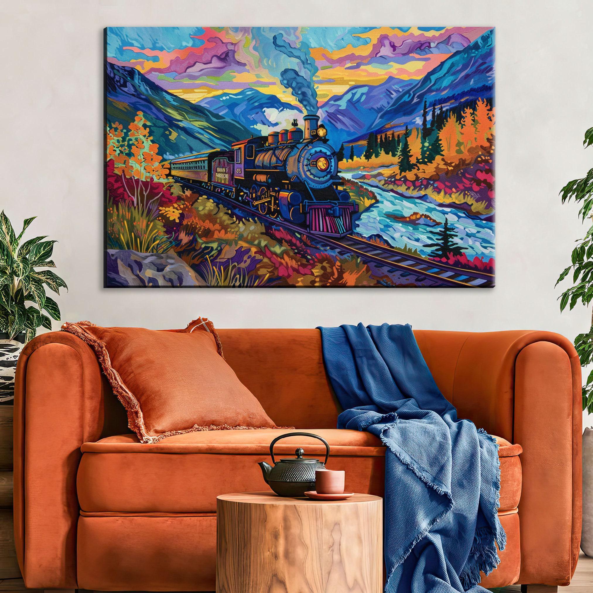 Vintage Locomotive Wall Art - Steam Train Artwork on Gallery Wrapped Canvas, Ready to Hang