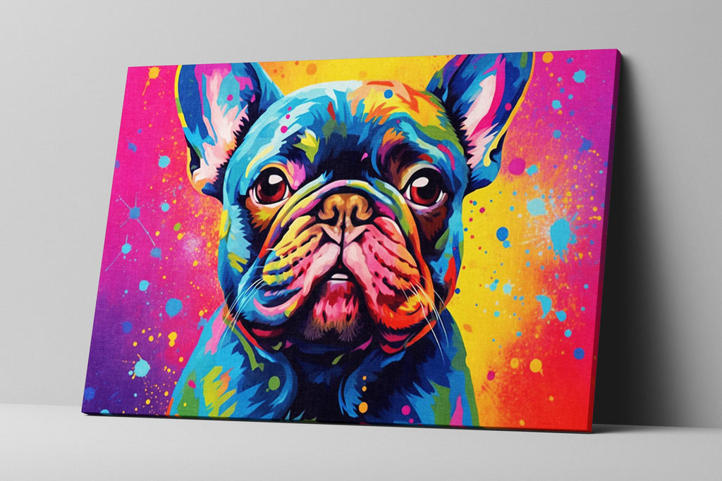 French Bulldog Canvas Print - Vibrant Dog Painting | Large Colorful Bulldog Art
