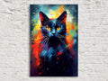 Halloween Black Cat Art - Large Gallery Wrapped Canvas Wall Art | Spooky Home Decor