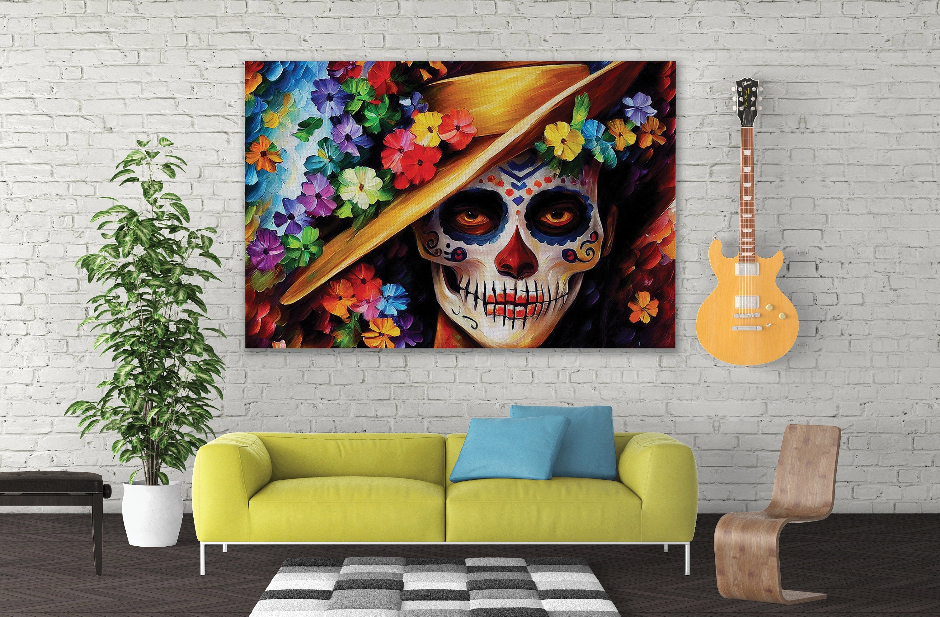 Day of the Dead Canvas – Vibrant Dia de los Muertos Art on Gallery Quality Wooden Frame