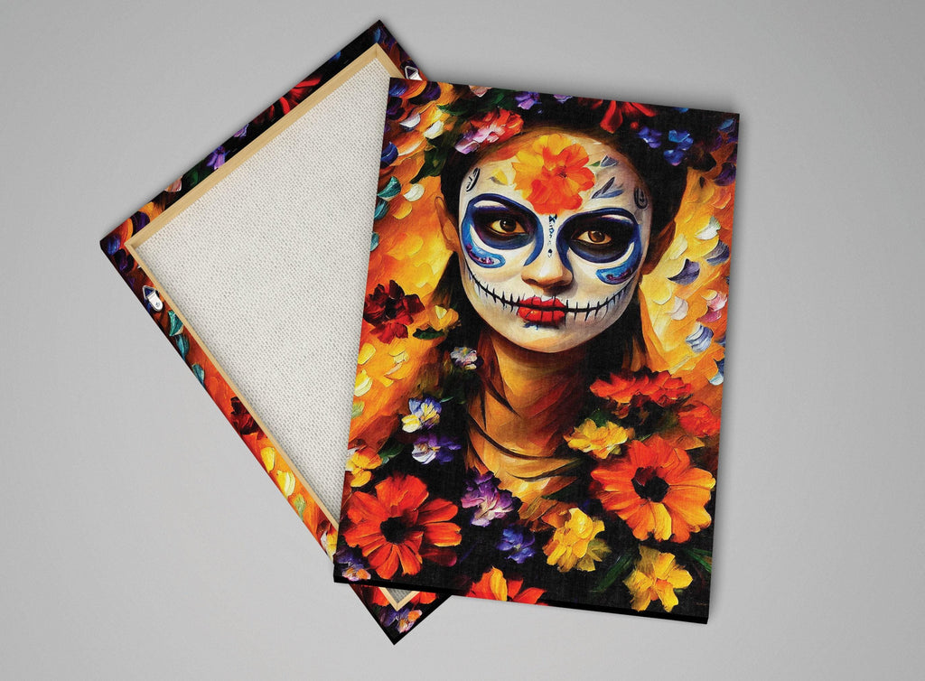 Day of the Dead Canvas Print – Sugar Skull Wall Art | Floral Skull Canvas Decor