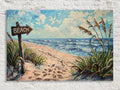 Beach Sign Wall Art – Coastal Wall Art on Gallery Wrapped Canvas, Large Sandy Shore Picture