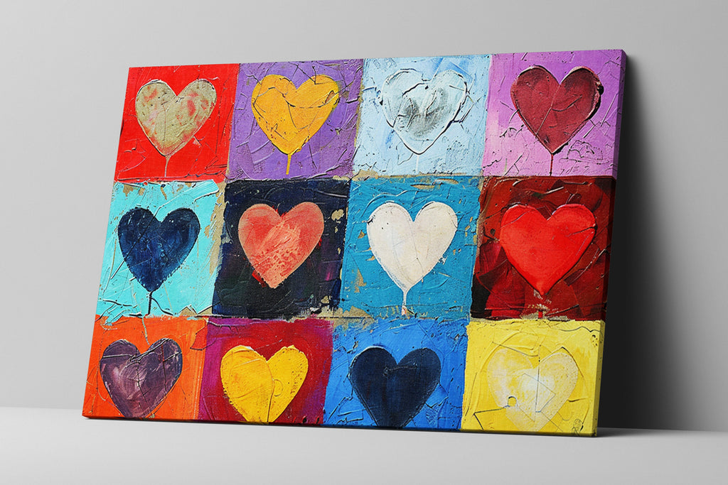 Heart Pattern Artwork – Large Canvas Prints | Vibrant Love Heart Pattern, Ready to Hang