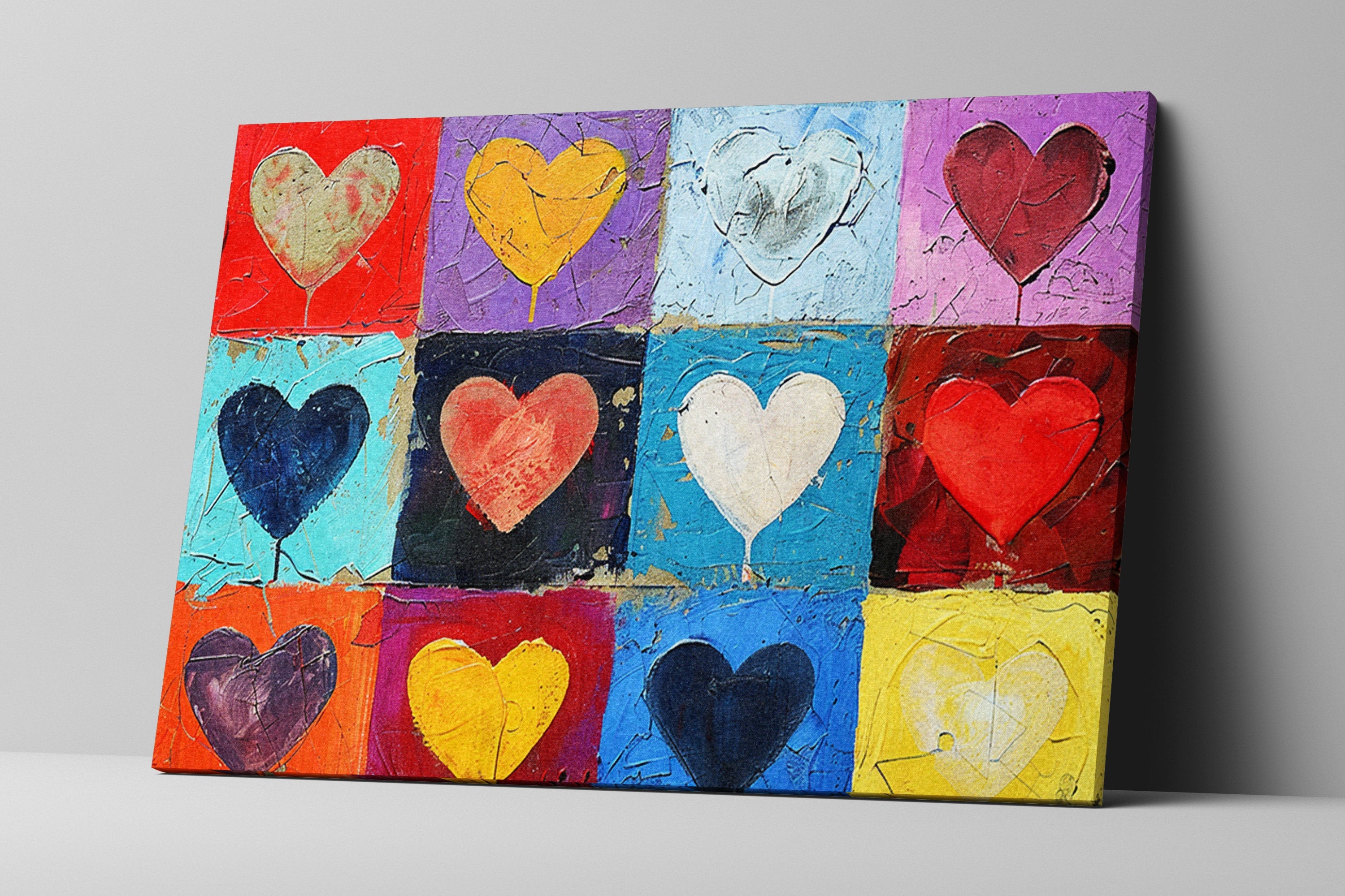 Heart Pattern Artwork – Large Canvas Prints | Vibrant Love Heart Pattern, Ready to Hang