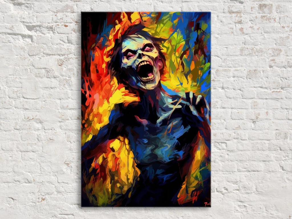 Halloween Zombie Wall Art – Large Spooky Canvas Print on Gallery Wrapped Artist Grade Canvas