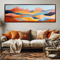 Boho Southwest Wall Art – Panoramic Framed Canvas | Oversized Desert Mountain Painting
