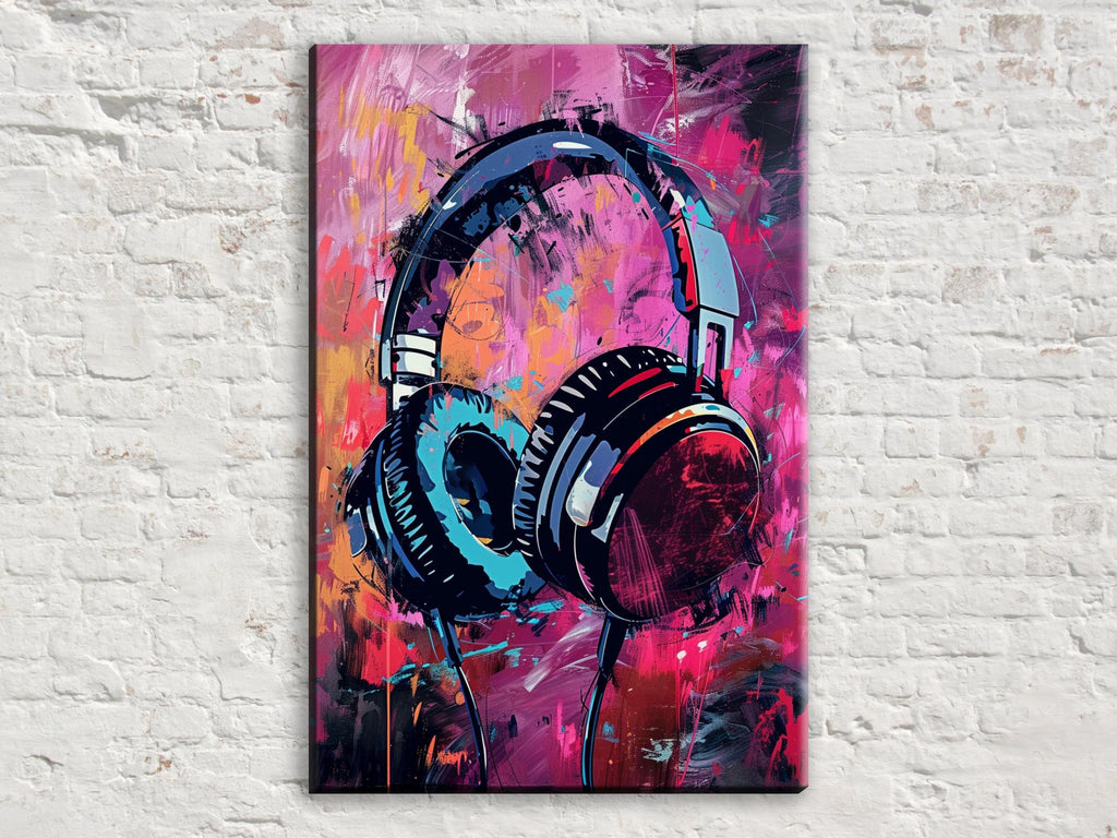 Headphones Wall Art – Modern Music Decor | Vibrant Canvas Wall Art Print