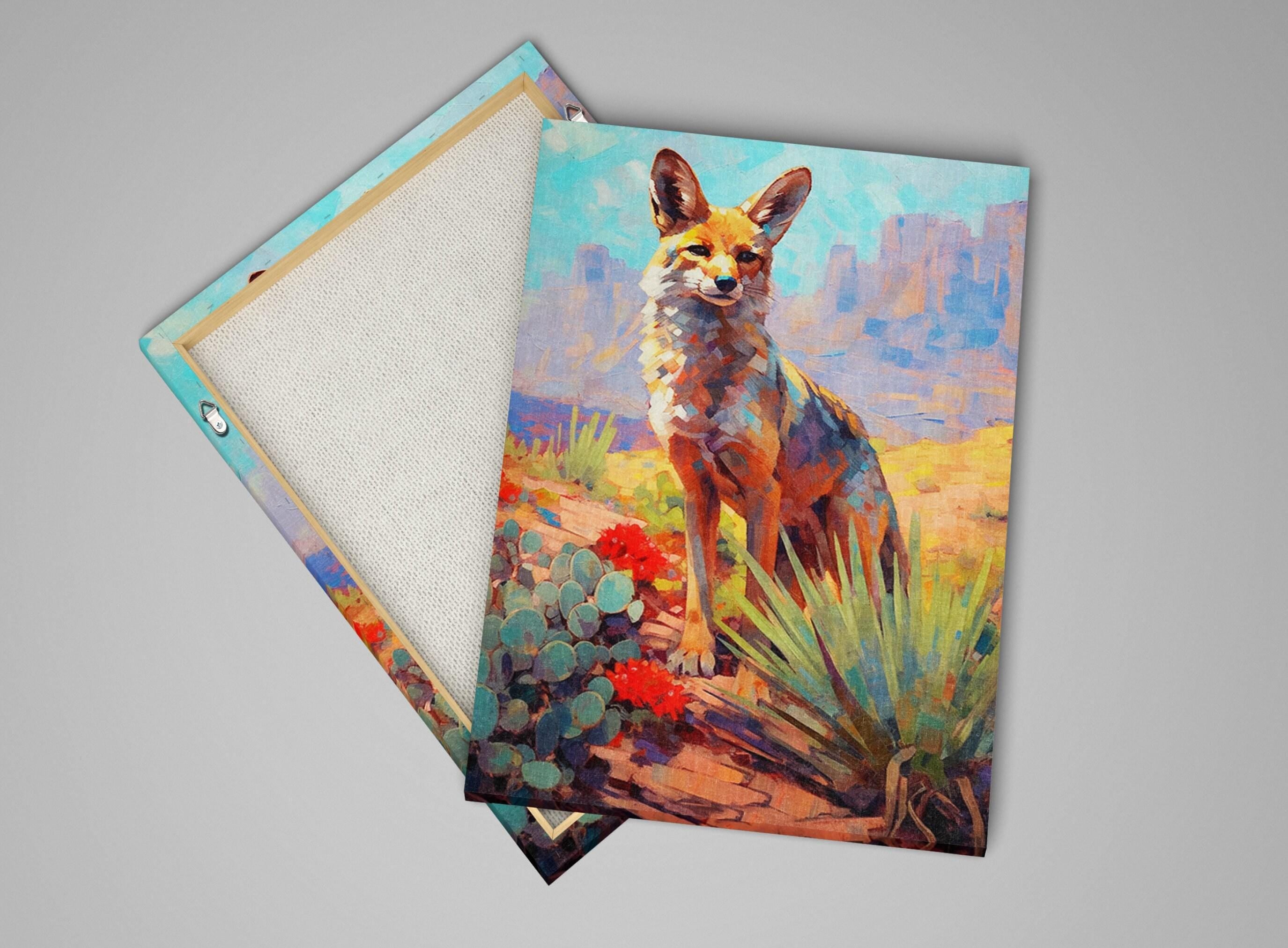 Desert Fox Canvas – Large Southwest Wildlife Art | Rustic Nature-Inspired Wall Decor