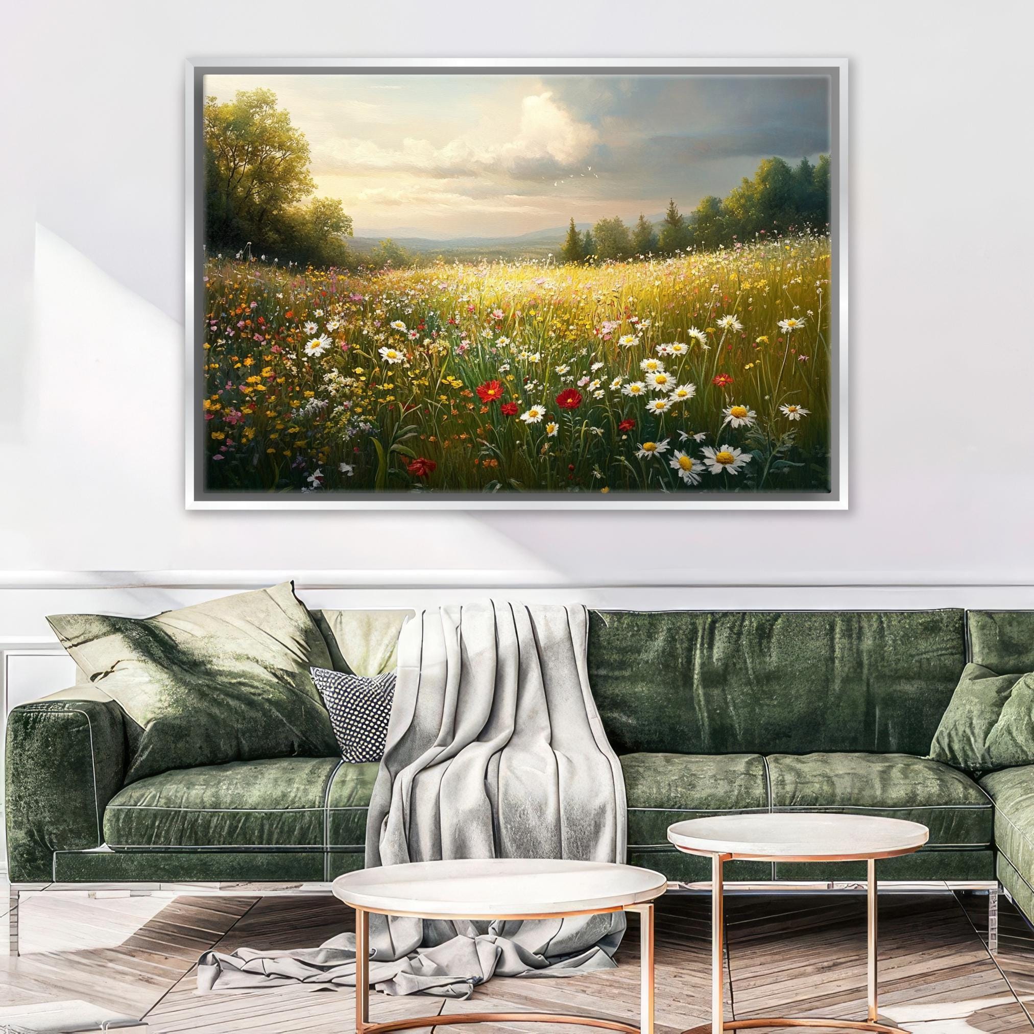 Wildflower Meadow Canvas - Extra Large Botanical Wall Art | Gallery Wrapped, Ready to Hang