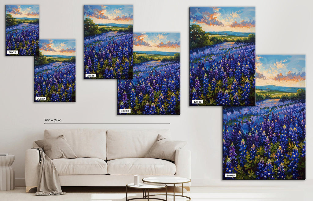 Texas Bluebonnet Painting - Large Canvas Art | Gallery Wrapped Canvas, UV Coated Print