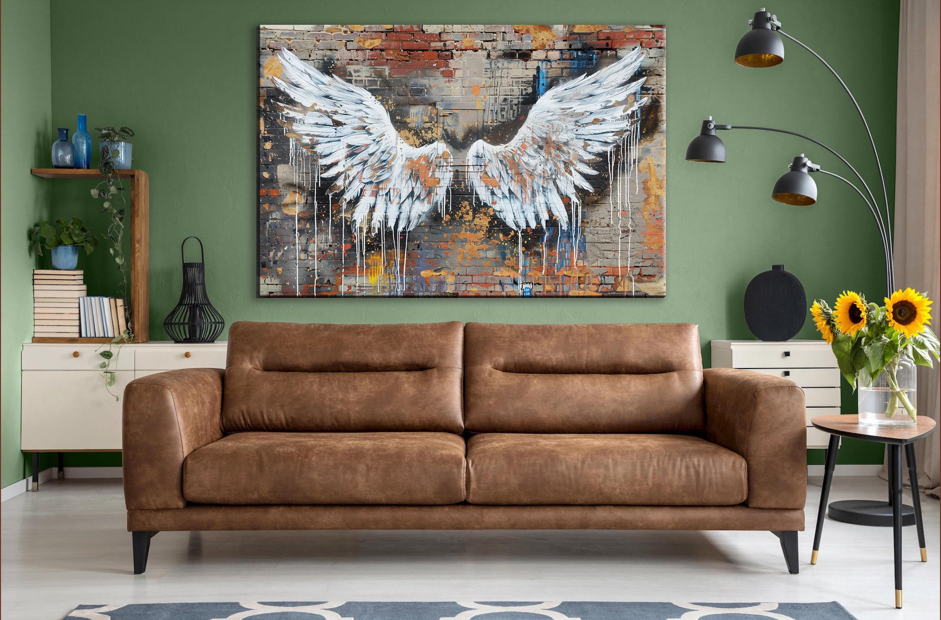 Graffiti Angel Wings Urban Street Art – Large Canvas Art, Gallery Wrapped, Ready to Hang