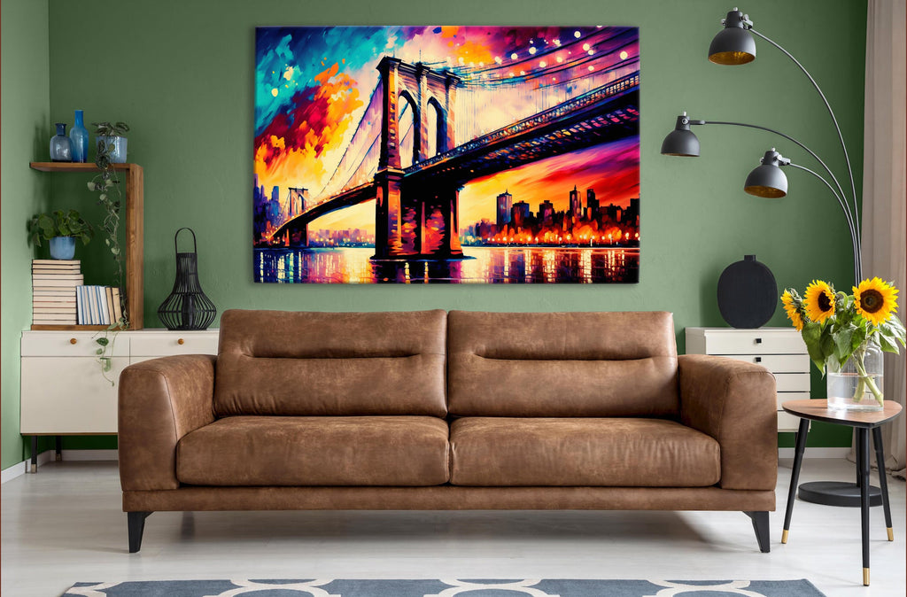 Brooklyn Bridge Canvas - Large NYC Wall Art | Urban Cityscape Decor