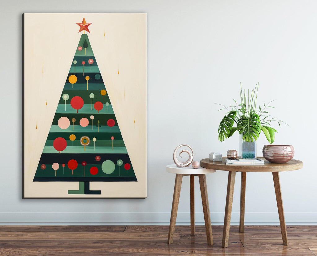 Minimalist Christmas Tree Art – Modern Christmas Decor | Gallery Wrapped Canvas Print