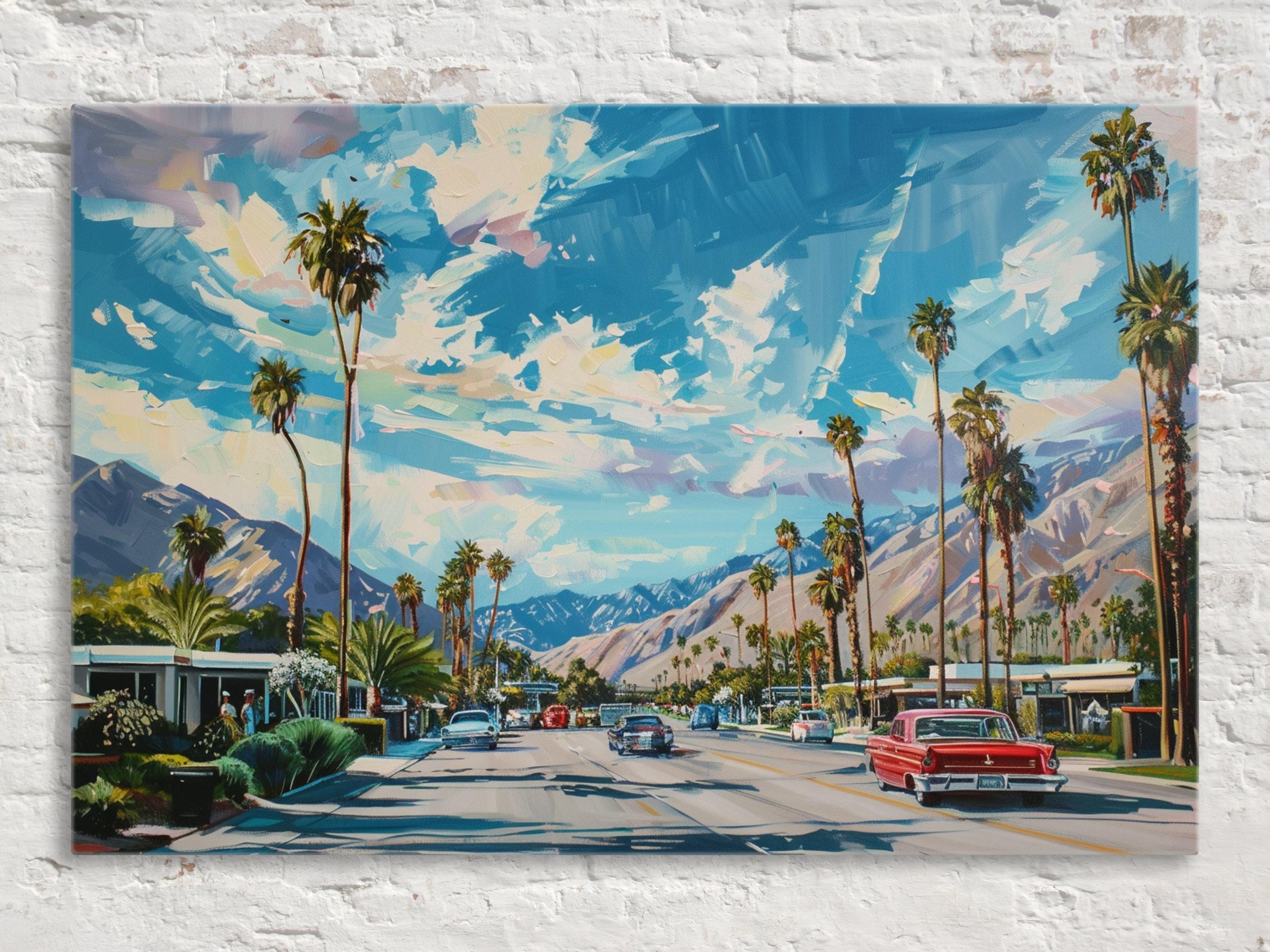 Palm Springs Canvas Art - Retro Desert Decor | Gallery Wrapped Large Wall Art Print