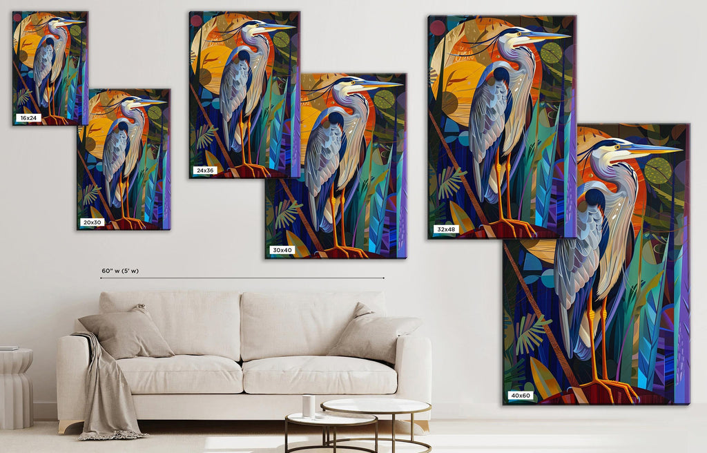 Blue Heron Wall Art – Large Canvas Art | Gallery Wrapped Canvas With Real Wood Frame