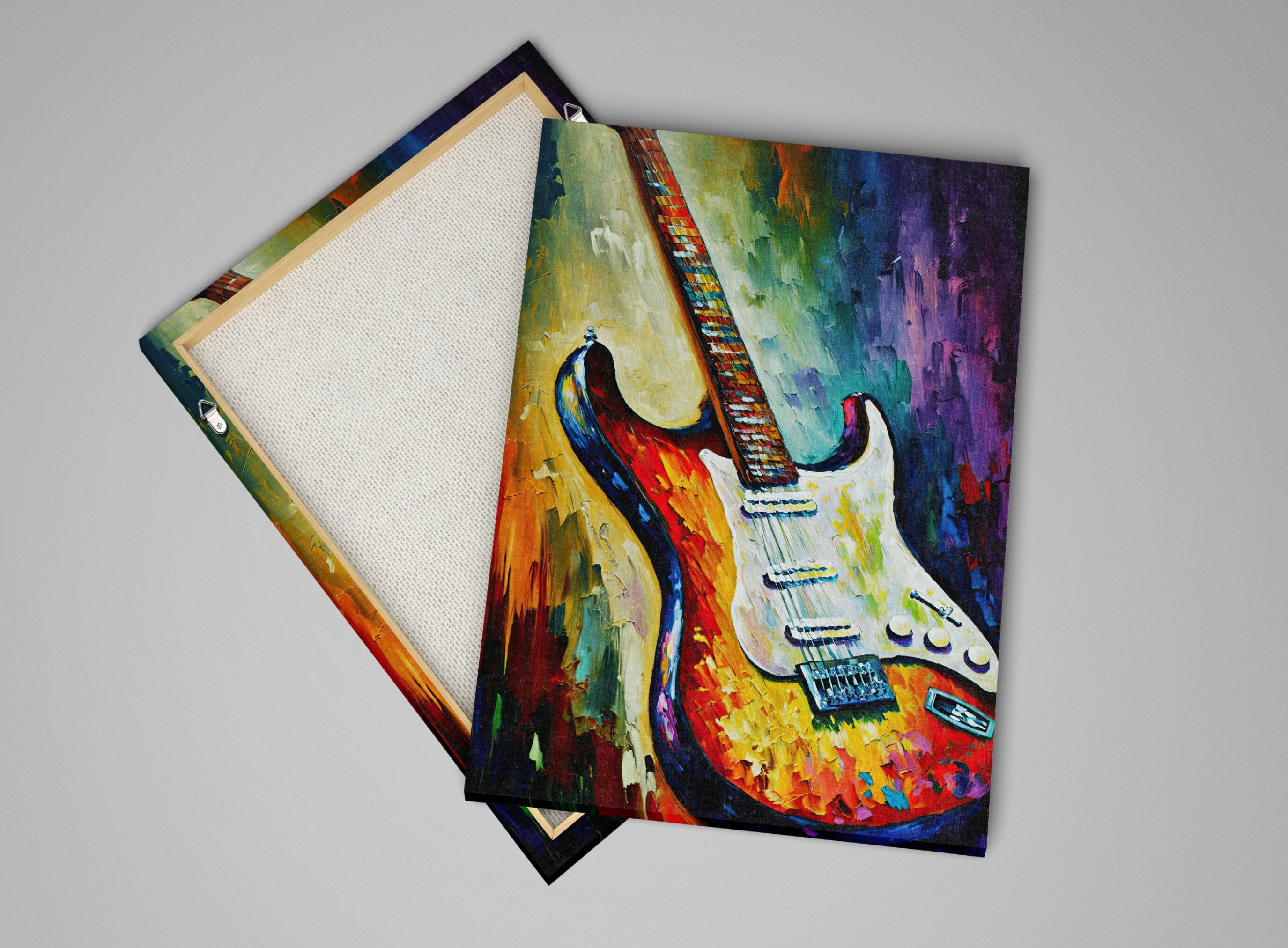 Electric Guitar Canvas Art – Colorful Fender Guitar Print with Scratch Resistant Coating