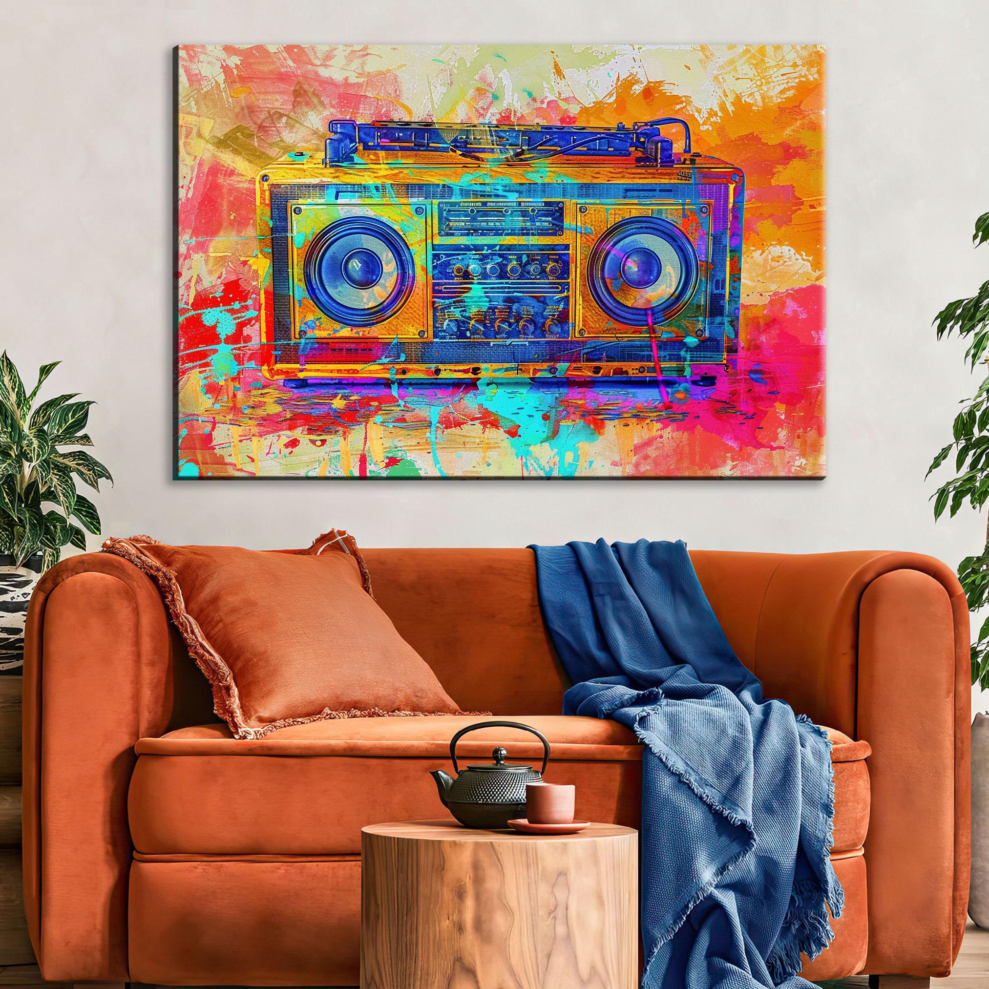 Boombox Pop Art - Vintage Boombox Art on Large Gallery Wrapped Canvas Print
