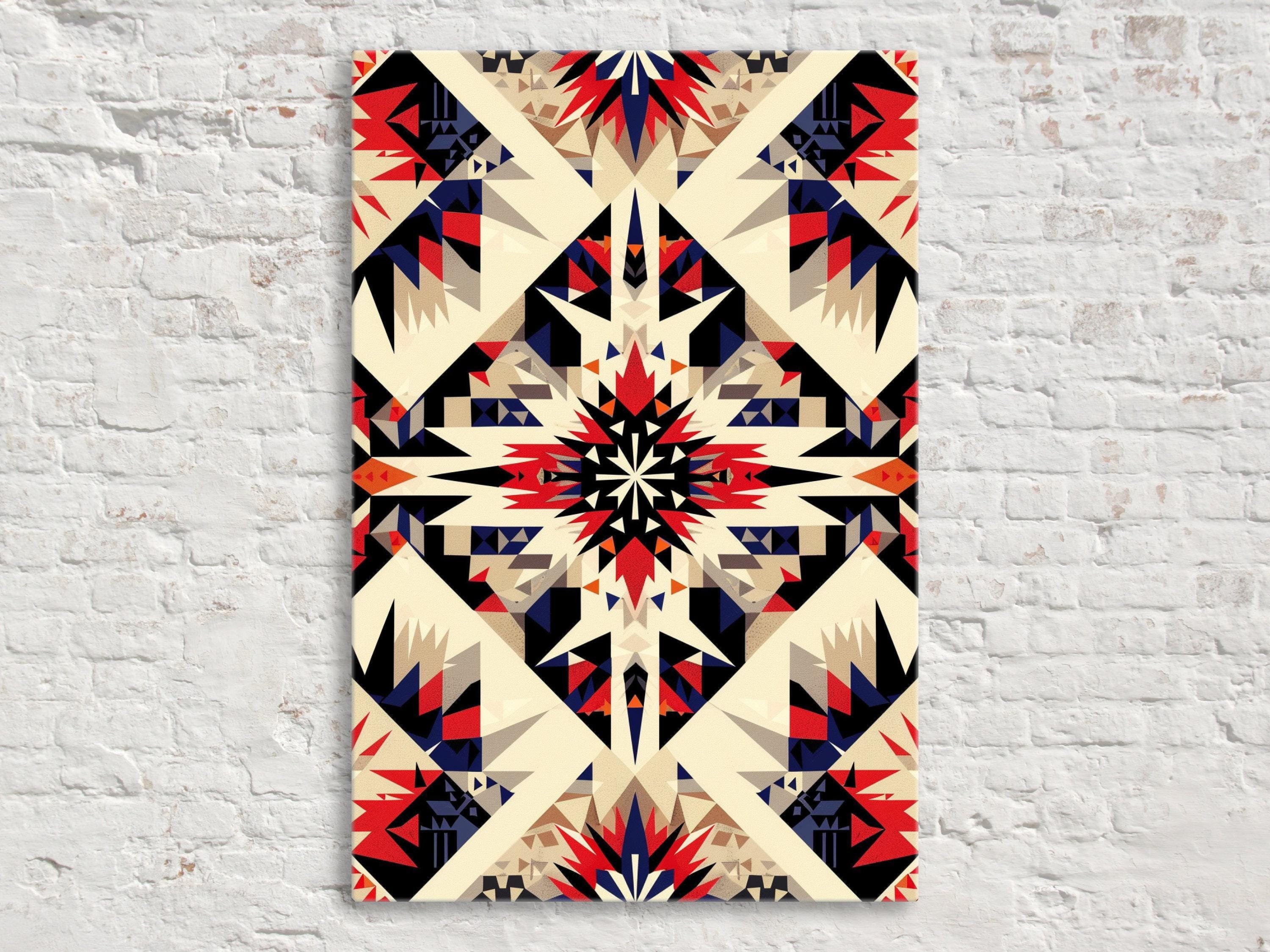Native American Canvas Art - Large Native Canvas Tribal Pattern Decor | Ready to Hang Gallery Wrapped