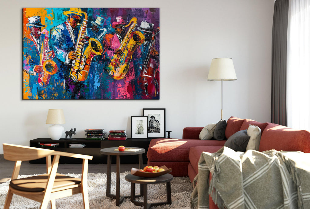 Jazz Wall Art – Vibrant Saxophone Wall Decor on Gallery Wrapped Canvas, Ready to Hang