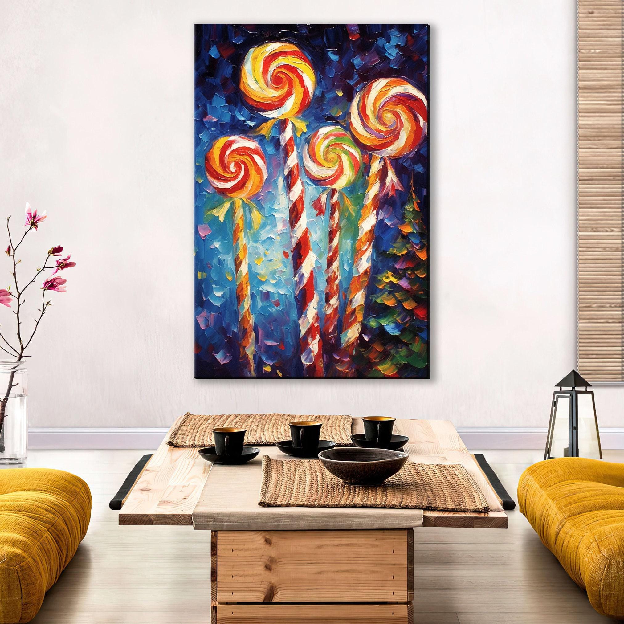 Christmas Candy Art – Retro Christmas Canvas | Gallery Wrapped Holiday Wall Decor