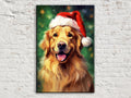 Golden Retriever Christmas Art – Extra Large Gallery Wrapped Canvas Holiday Wall Art