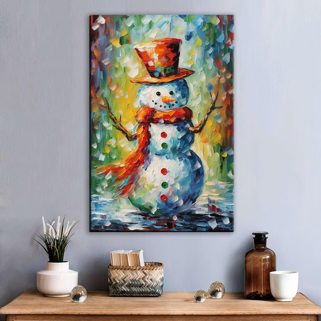 Snowman Canvas Art – Festive Holiday Wall Decor | Large Gallery Wrapped Print