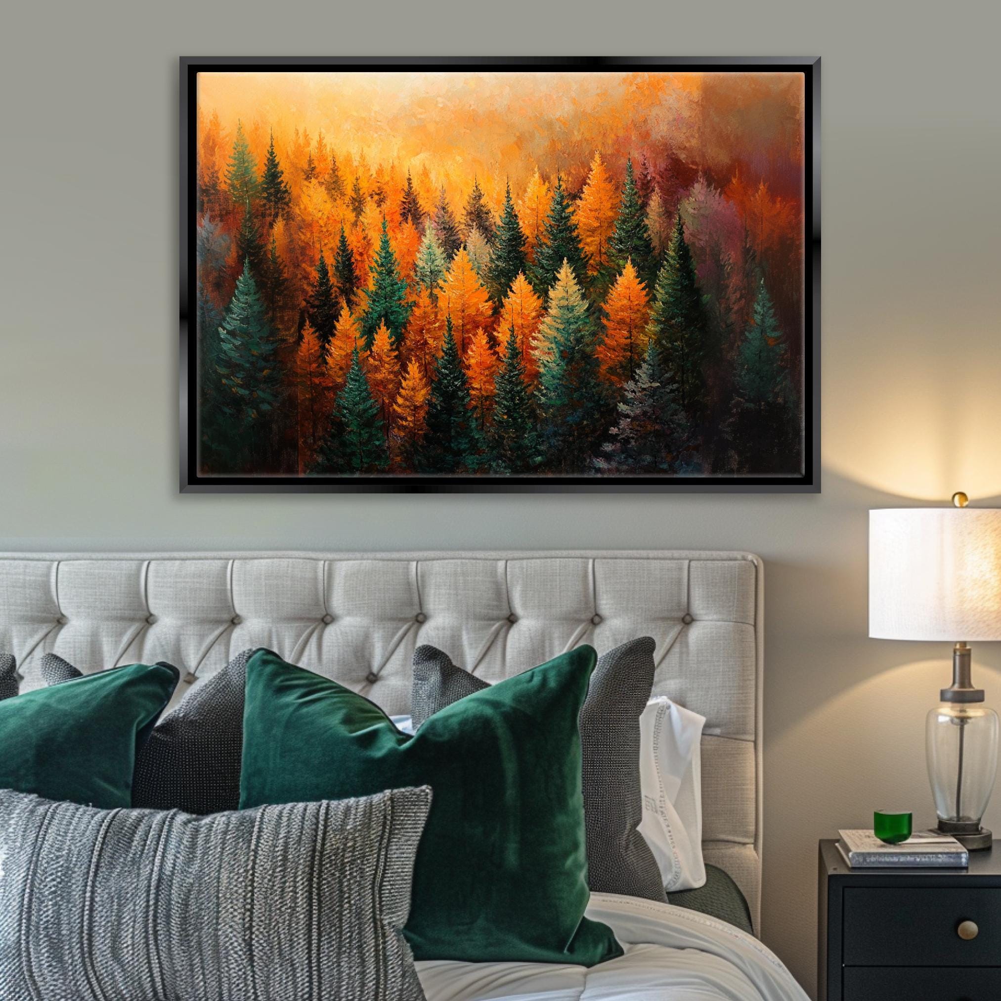 Fall Forest Wall Art – Extra Large Canvas Print | Cozy Farmhouse Decor, Ready to Hang
