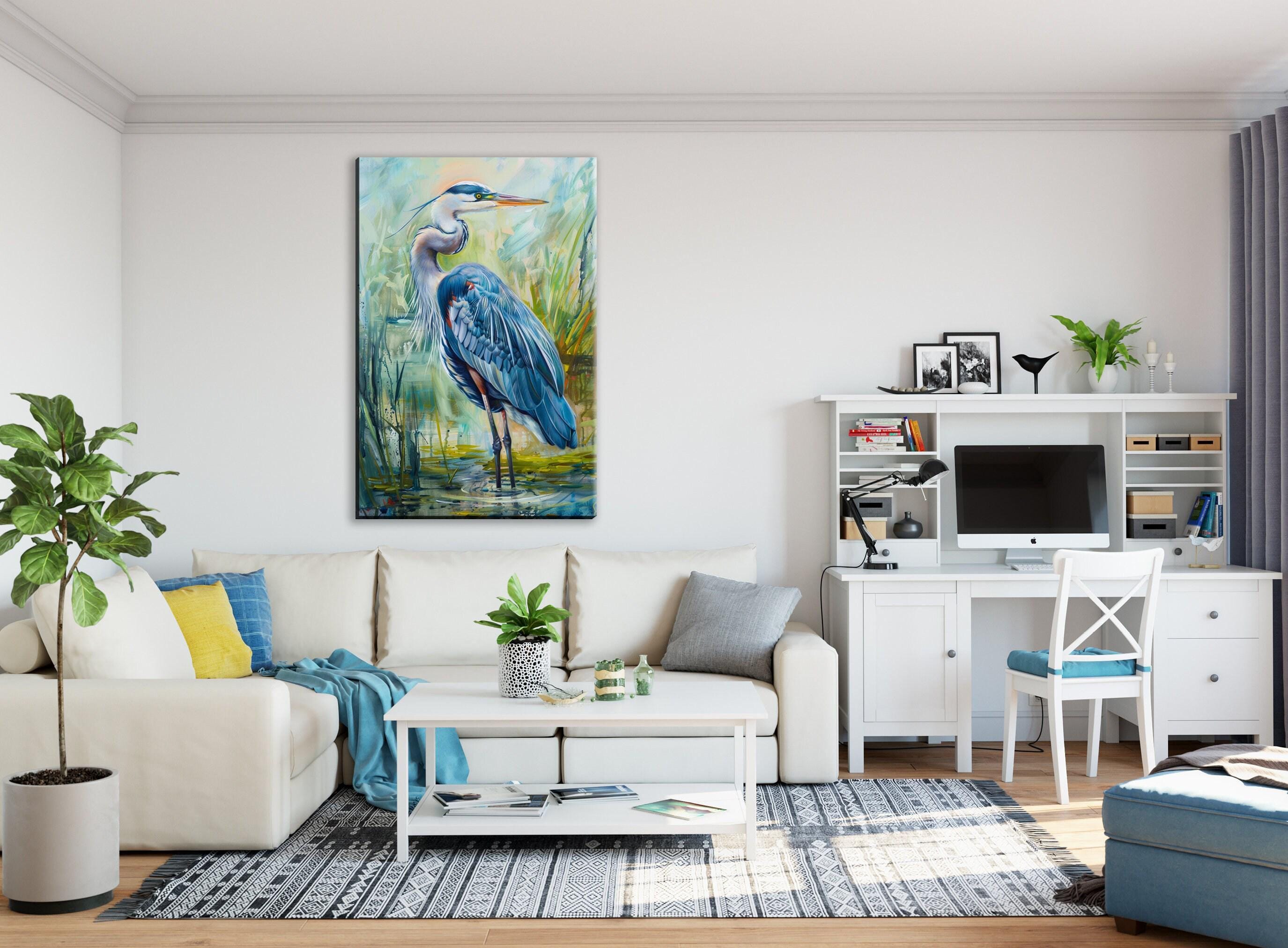 Blue Heron Wall Art – Large Canvas Art | Gallery Wrapped Canvas with Scratch Resistant Coating