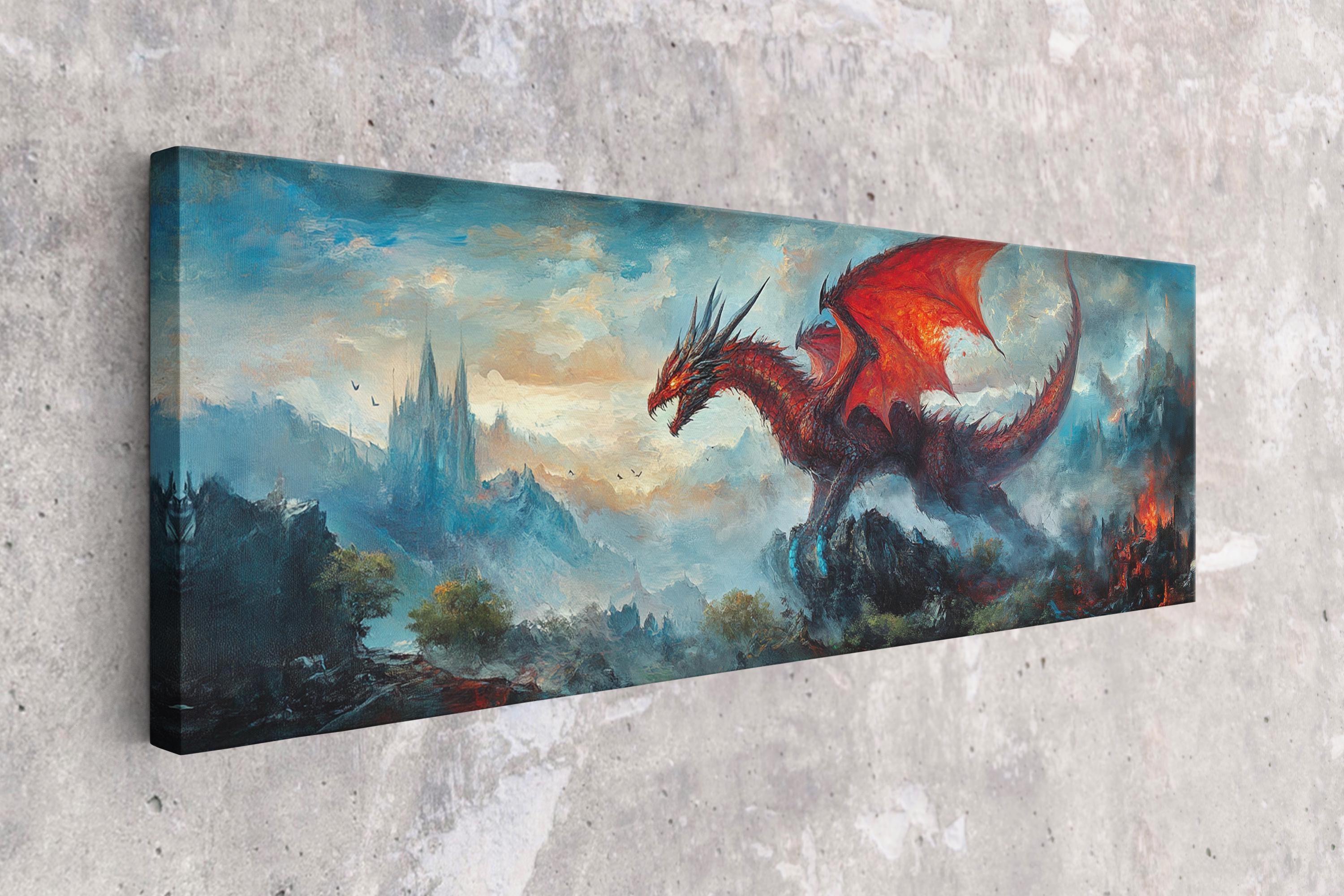 a painting of a dragon on a wall