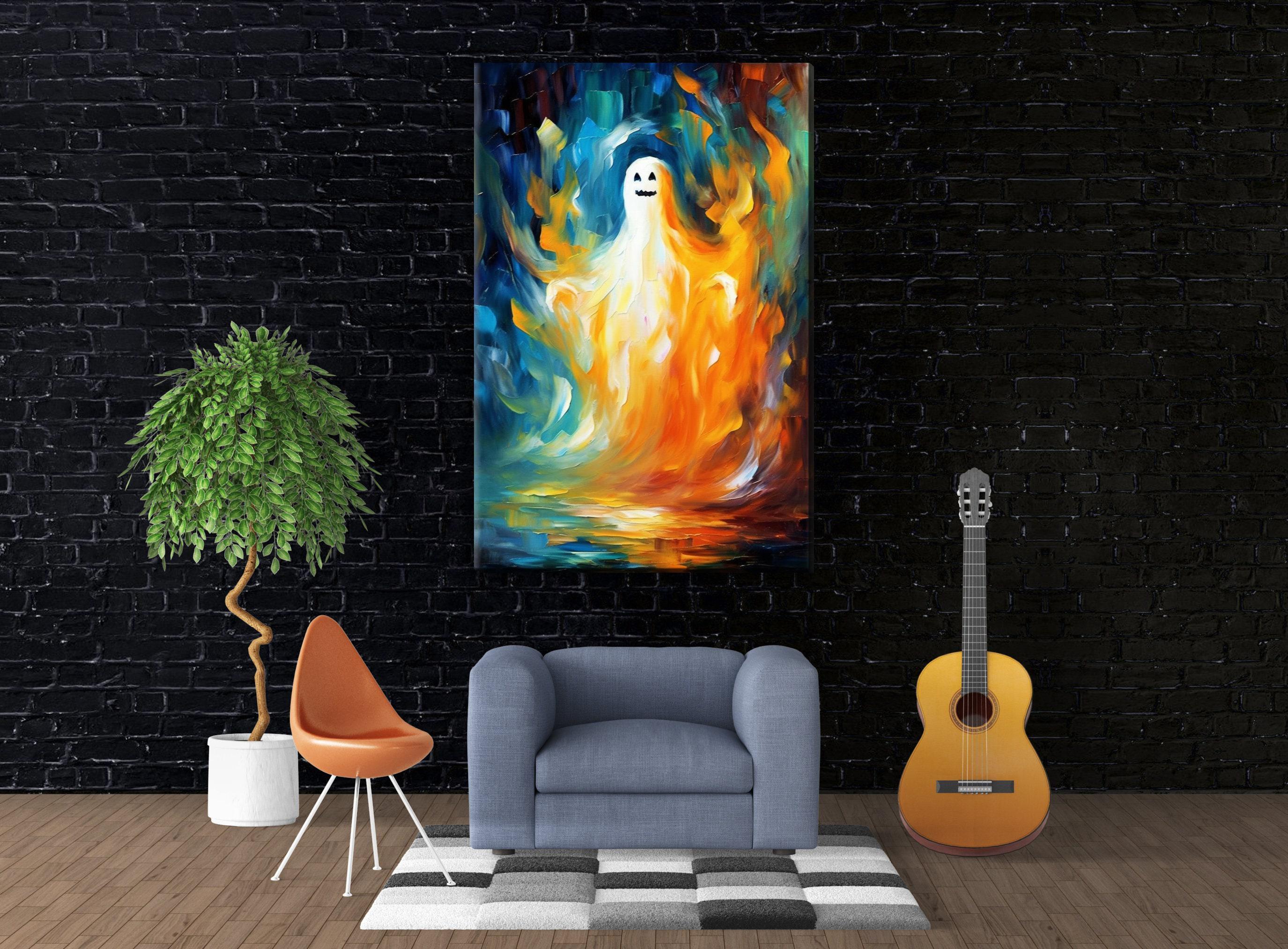 Cute Ghost Wall Art – Halloween Canvas Art | Extra Large Gallery Wrapped Canvas Print