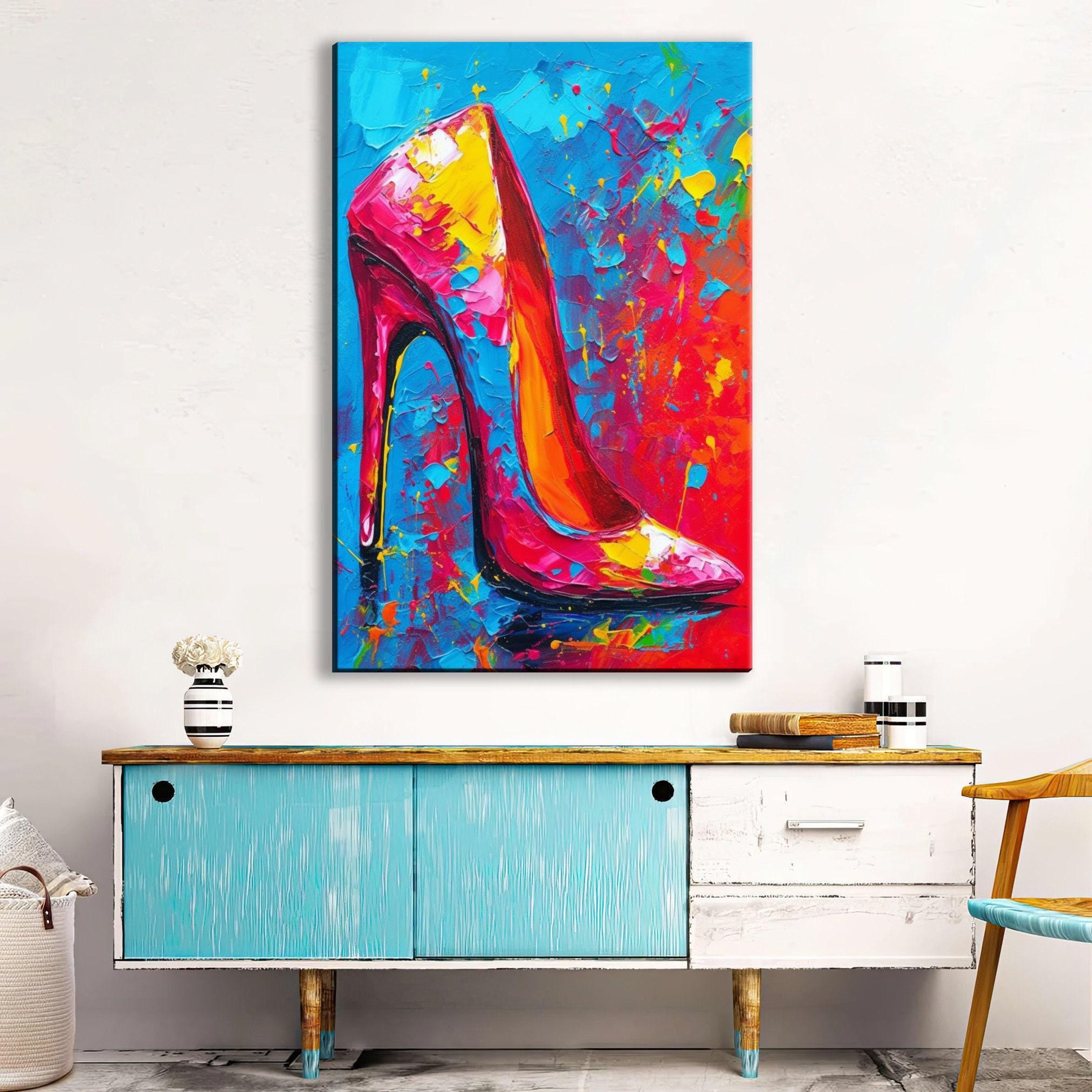 High Heels Canvas Art – Colorful Pop Art Print on Large Gallery Ready Canvas